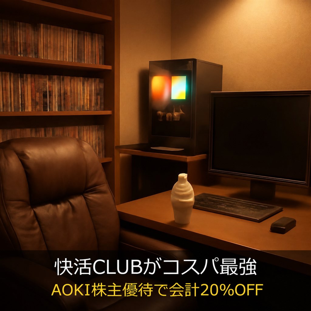 快活CLUBのAOKI株主優待。施設・飲食料金の会計が20%OFF