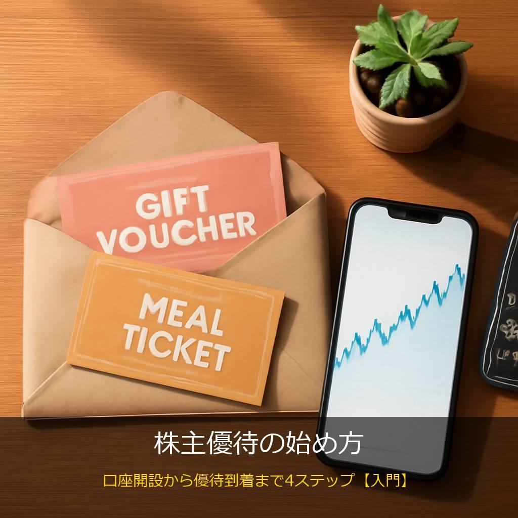 株主優待の優待券と株価チャートのイメージ