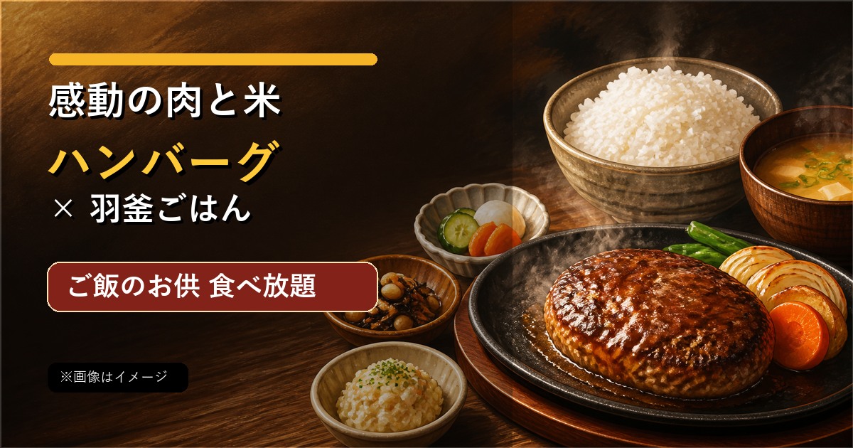 感動の肉と米のハンバーグと羽釜ごはん（記事用イメージ）